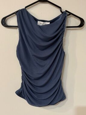 Pink Rose Slate Blue One-Shoulder Ruched Dress